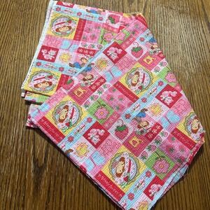 Strawberry Shortcake 2004 Seersucker Fabric Pink Patchwork Character 1.25 yd